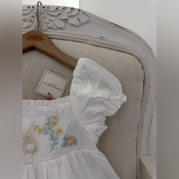 🐰4T 100% Cotton Floral Embroidered Puff Sleeve Spring Bunny Toddler Dress NWT - Picture 9 of 16